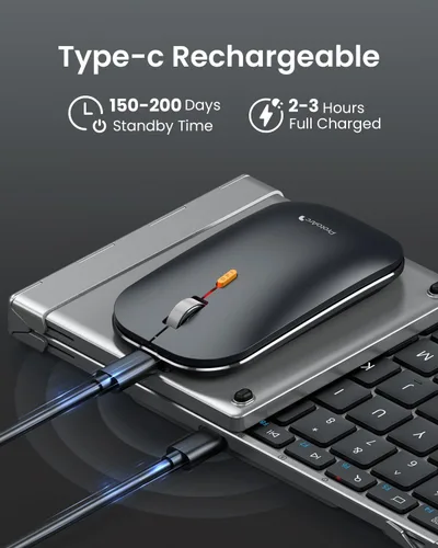 Vista 6 de ProtoArc XKM01 Full-Size Foldable Keyboard Mouse Combo for Travel, Gray Gris negro