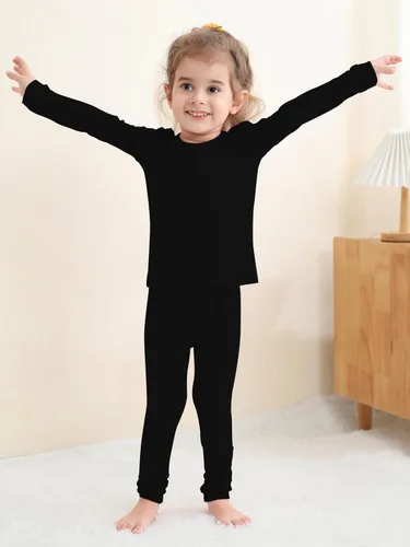 Vista 39 de GUISBY Conjunto de pijama de rayón de bambú para niños y niñas, ajuste cómodo, para uso diario, conjunto de pijama de 2 piezas