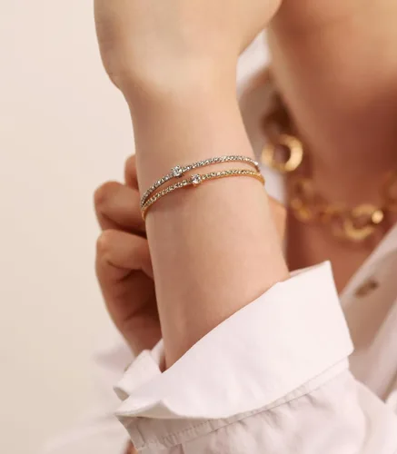 Vista 28 de OZEL - Pulseras para mujer, chapados en oro real de 18 quilates, pulseras de oro de cristal colorido para regalos