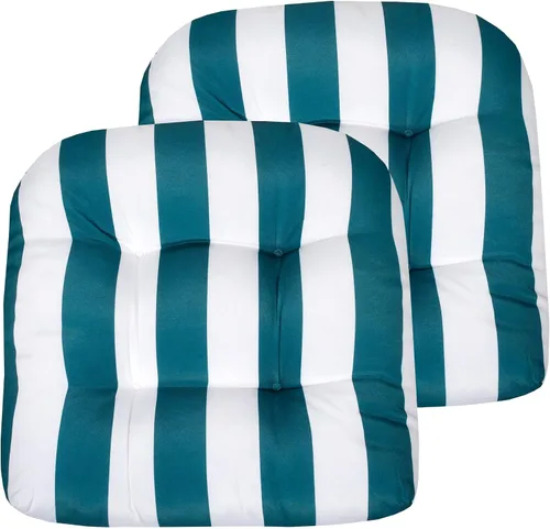 Vista 20 de Sweet Home Collection - Cojines para silla de patio y exterior, almohadillas prémium con relleno grueso y cómodo de fibra, mechones, 19 x 19 Negro