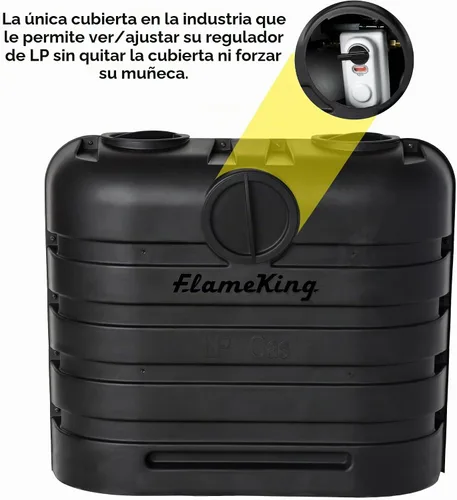 Vista 2 de Flame King Cubierta de plástico ligero resistente de 30LB para tanque de propano LP doble para RV, remolque de viaje, autocaravana y vehículo