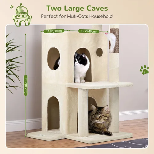 Vista 4 de Globlazer Torre de árbol para gatos de interior, casa de árbol para gatos adultos de 50 pulgadas para gatos adultos grandes con escalones, poste