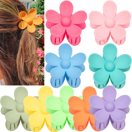 Vista 8 de Pinzas para el cabello de flores para mujer, 9 pinzas mate con agarre fuerte para cabello grueso y fino, antideslizantes, 9 estilos
