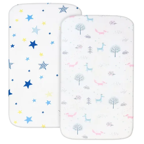 Vista 7 de Sábanas de moisés de muselina aptas para colchones de Halo, Dream on Me, Fisher Price, Delta, Graco y otros colchones ovalados y de reloj de arena