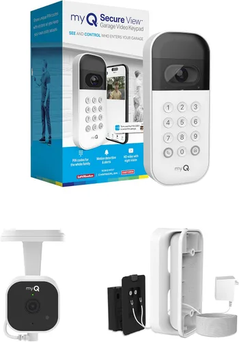 Vista 13 de myQ - Teclado inteligente de video para puerta de garaje + kit de adaptador de corriente con cable, con cámara gran angular, códigos PIN