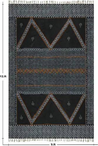 Vista 3 de Kilim Dhurrie - Alfombra de algodón de 2 x 3 pulgadas, diseño geométrico de 0.19 pulgadas, fácil de lavar a mano, lavable a mano, alfombra