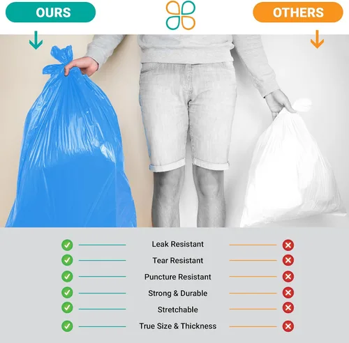 Vista 4 de PlasticMill Bolsas de basura resistentes – Bolsas de basura azules – Bolsas de basura de plástico – Bolsas de basura altas – Bolsas de basura