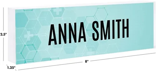 Vista 2 de Andaz Press Placa de nombre para escritorio de oficina, placa de identificación personalizada de acrílico abstracto para el hogar, escritorio