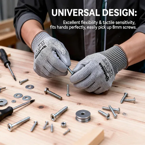Vista 6 de ANDANDA Cut Resistant Gloves Level 5, PU Coated Work Gloves with Power Grip for Dry & Slightly Oily Environment, Garden