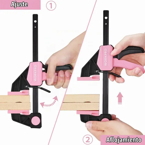 Vista 5 de WORKPRO Abrazaderas de Mini Barra para Carpintería, 6" (2) y 4-1/2" (2), Abrazadera/Separador de Una Mano de 4 Piezas, Abrazadera F de Cambio Rápido