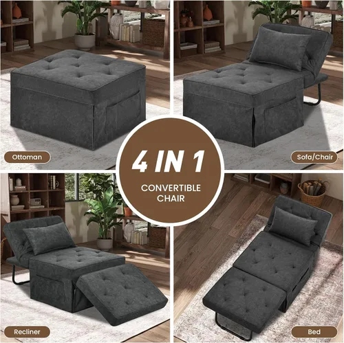 Vista 12 de Sofá de cama otomano 4 en 1, silla convertible para cama
