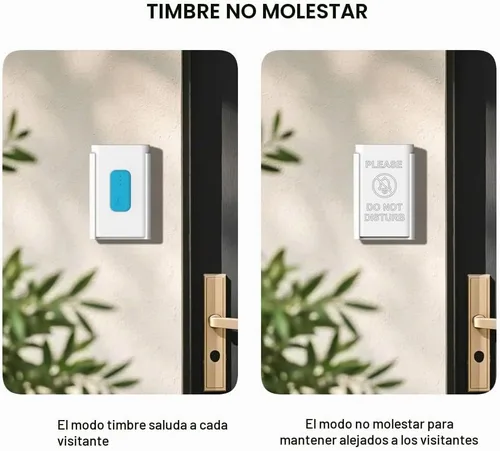 Vista 3 de Timbre inalámbrico con luz nocturna y 2 tomas de corriente, alcance de 1300 pies, impermeable, modo de no molestar, sin instalación de perforación