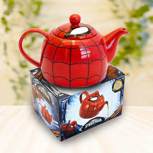 Vista 3 de Marvel Tetera de cerámica con tapa con detalle de máscara de tela I am Spider-Man