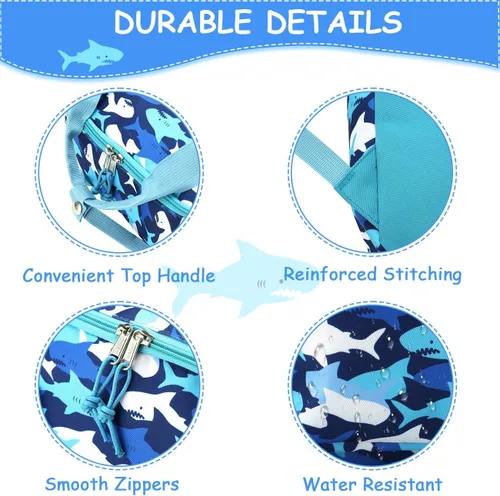 Vista 3 de VASCHY - Mochila para niños y niñas de 3 a 6 años, mochila preescolar ligera para niños con correa para el pecho Tiburones azules
