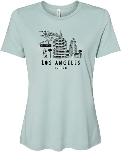 Vista 18 de Cute Women's Screen Printed Crew Neck Tee, Shirts With Sayings, Dusty Blue or Olive