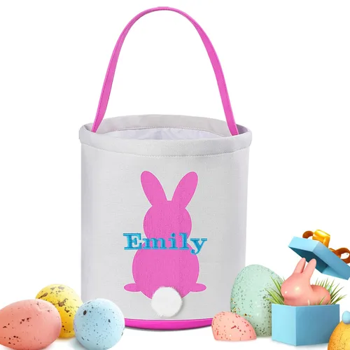 Vista 6 de Cestas de Pascua personalizadas para niños y niñas, canasta de conejo de Pascua de Touber para niños pequeños, canasta de caza de huevos de Pascua