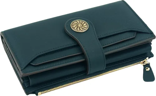 Vista 5 de Travelambo Cartera de mano de cuero genuino encerado de gran capacidad para mujer con bloqueo RFID