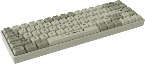 Vista 3 de AK680 - Teclado mecánico compacto con cable, diseño gris y blanco de 68 teclas, interruptor táctil marrón intercambiable en caliente, teclado
