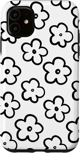 Vista 8 de Funda para iPhone 11 Pro Max con diseño de flores silvestres en blanco y negro