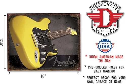 Vista 2 de Fender Guitarra Make History - Letrero de lata (15.7 x 12.2 in), diseño de S2543