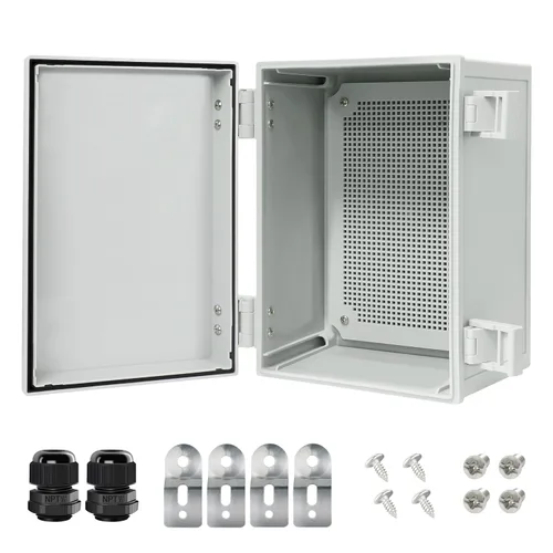 Vista 19 de Caja de conexiones IP65 impermeable carcasa de plástico ABS con cubierta transparente de PC con bisagras, caja de proyectos eléctricos con placa