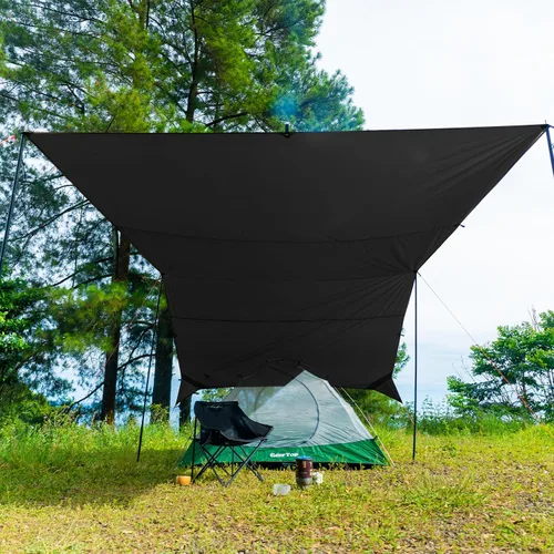 Vista 4 de GEERTOP Lona Grande de 17 x 10 pies Impermeable Portátil Mosca de Lluvia para Hamaca Toldo Exterior Lona de Refugio para Mochileros para Acampar