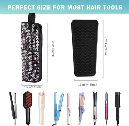 Vista 2 de WK IEASON Bolsa de viaje para herramientas para el cabello con alfombrilla A cuandros negros