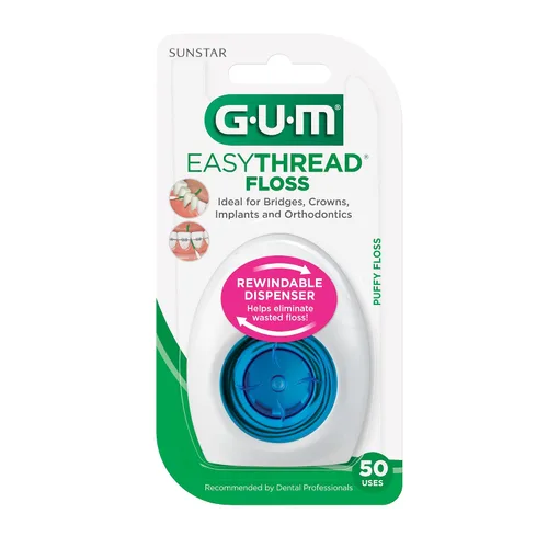 Vista 6 de GUM EasyThread Hilo dental enhebrado - Hilo dental expandible para aparatos, puentes e implantes - Enhebradores de hilo dental rígidos incorporados