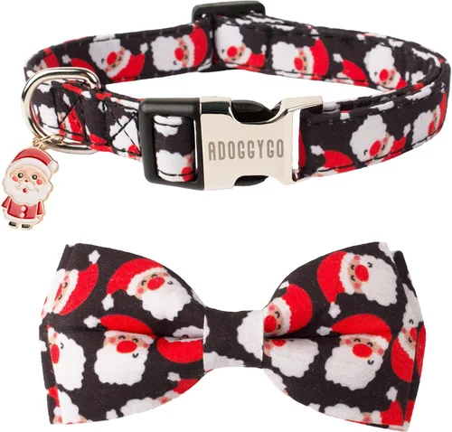 Vista 16 de ADOGGYGO Collar de perro floral con lazo, hebilla de metal, collar ajustable con lazo floral de rosa roja para perros extra pequeños (XS)