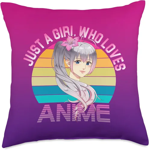 Vista 5 de Japanese Manga Anime Otaku Love Stuff Just A Girl Who Loves Anime - Almohada japonesa con diseño de flor de lirio, 16.0 x 16.0 in, multicolor