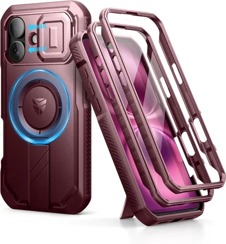 Vista 59 de Dexnor - Funda para iPhone 12 & iPhone 12 Pro con tapa deslizante para cámara, soporte ajustable y protector de pantalla integrado, carcasa