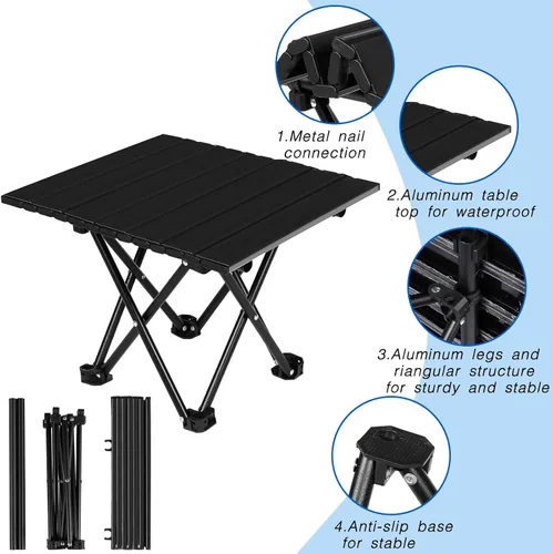 Vista 4 de Silla de camping portátil para adultos, silla plegable de tela Oxford para exteriores, resistente, plegable, ligera, con soporte para tazas de malla