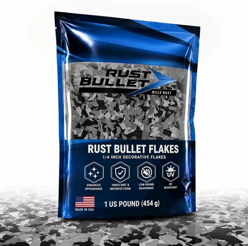 Vista 15 de RUST BULLET Copos de color decorativos – marrón otoñal – Personaliza pisos de concreto con 1 libra de chips de vinilo duraderos y resistentes a