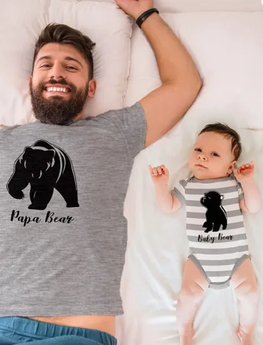 Vista 2 de Papa Bear - Trajes a juego para papá y bebé, camisas para el día del padre e hijo e hija
