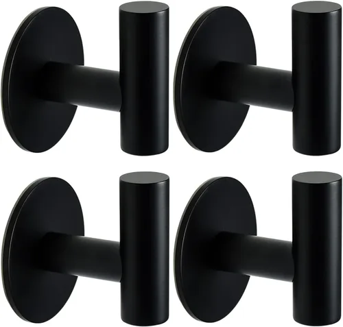 Vista 8 de Vuzvuv Paquete de 2 ganchos de pared mate negros, SUS304 de acero inoxidable impermeable para abrigo y bata, ganchos resistentes para baño, cocina