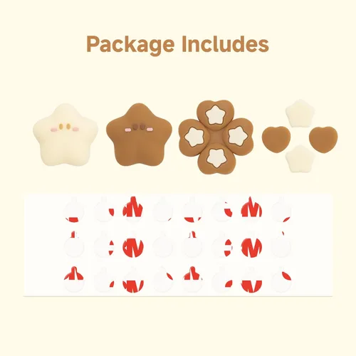 Vista 3 de Cute Switch 2 D-Pad Button Caps Silicone Thumb Grips Set, ABXY Key Buttons Sticker Joystick Cover Caps for Switch 2 (2025) - Brown and Cream White