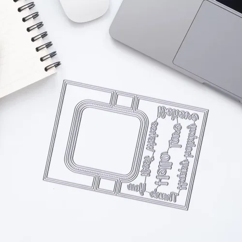 Vista 4 de Troqueles de corte en forma de tarjeta 3D para hacer tarjetas, forma rectangular, mariposa, troqueles, hola, gracias, palabras, estampado