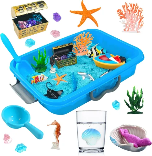 Vista 8 de AGENTLAN Axolotl - Cubo sensorial de ajolotl, juguetes sensoriales con arena de juego para niños y niñas, kit de arena de regalo para niños de 3, 4
