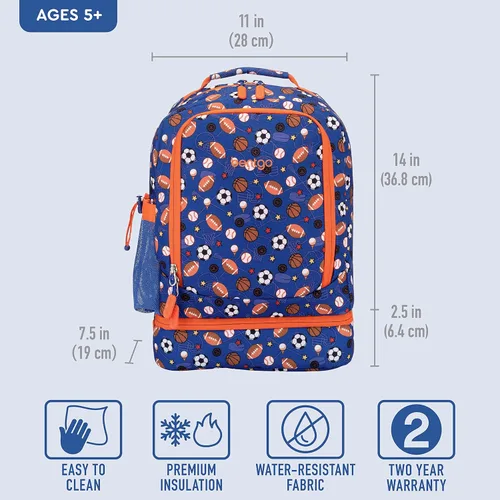 Vista 5 de Bentgo Kids Prints, 2 en 1, Mochila y lonchera aislada
