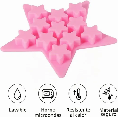 Vista 3 de Bandeja para cubitos de hielo de silicona con forma de cinco estrellas, herramientas para hacer moldes de congelación, bandejas de hielo