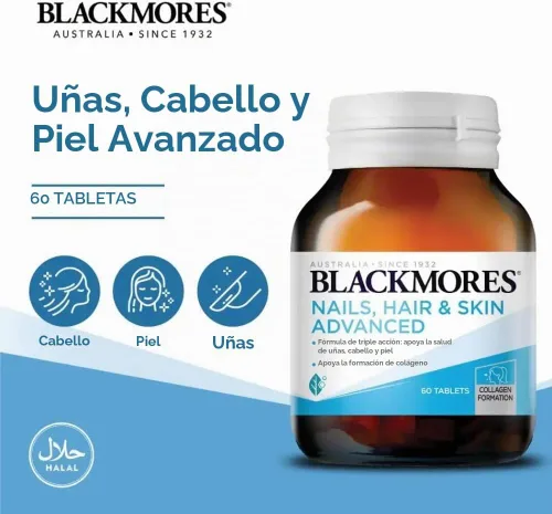 Vista 2 de Blackmores Vitaminas para el cabello y la piel de las uñas para mujeres, fabricadas en Australia, 60 tabletas