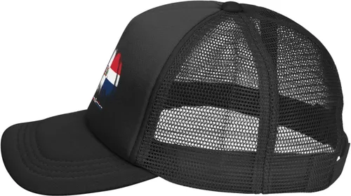 Vista 3 de Gorra de béisbol de malla para papá, gorra de camionero ajustable, unisex, color negro