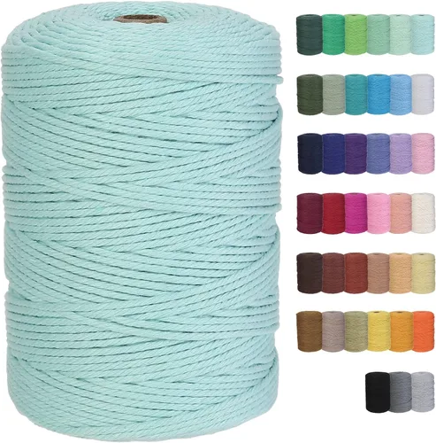 Vista 12 de Cuerda de macramé de algodón de 2 mm, 220 yardas, suministros naturales de macramé de color, cuerda de algodón suave para artesanía, para colgar