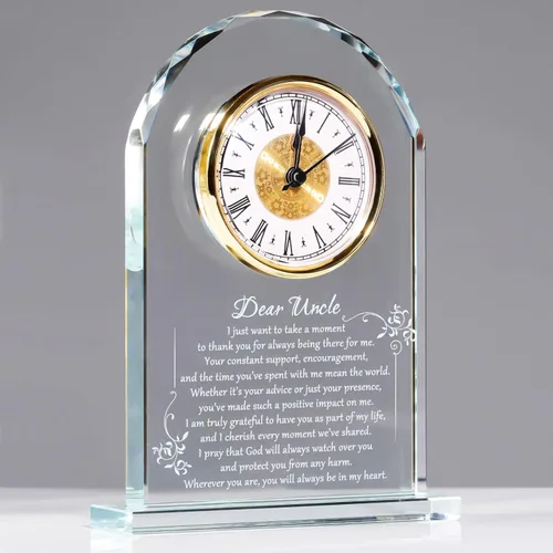 Vista 9 de YWHL Regalos de cumpleaños para mujeres y hombres, regalo significativo de agradecimiento para mujeres, reloj de mesa de vidrio grabado con láser