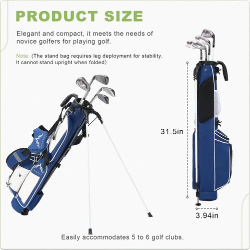 Vista 3 de Bolsa de golf ligera con soporte para transportar – Bolsa de golf fácil de llevar y duradera para Pitch n Putt para el campo de práctica, Par 3