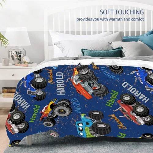 Vista 45 de Manta de bebé con texto en inglés «Just A Boy Who Loves Trucks» para niños y niñas, manta súper suave para envolver al recién nacido, acogedora