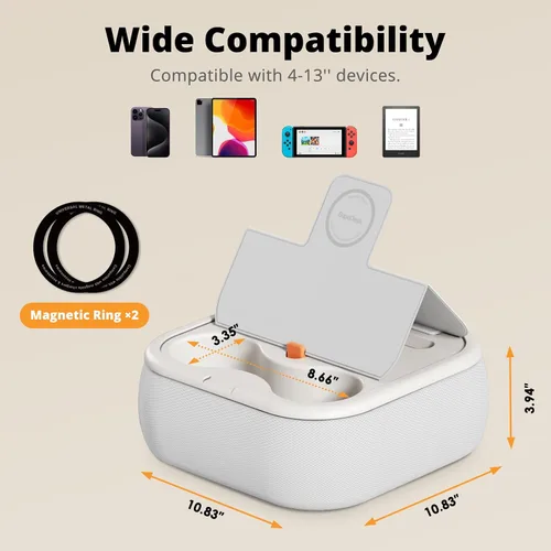 Vista 5 de SupeDesk Soporte magnético de almohada para tableta, soporte de regazo para tablet con dos anillos magnéticos, compatible con teléfonos de 4 a 13