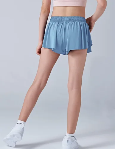 Vista 5 de Paquete de 3 pantalones cortos fluidos para niñas con forro de elastano, 2 en 1, faldas de mariposa para jóvenes, para fitness, correr, deportes
