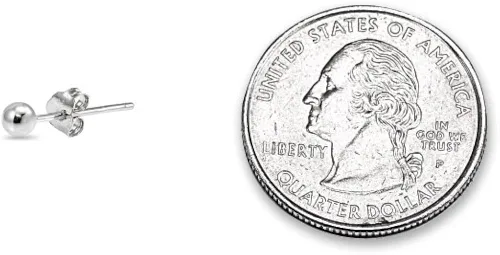 Vista 3 de Juego de 2 pares de pendientes de cartílago unisex, de plata de ley, 0.079in, redondos, con circonita cúbica y bolas