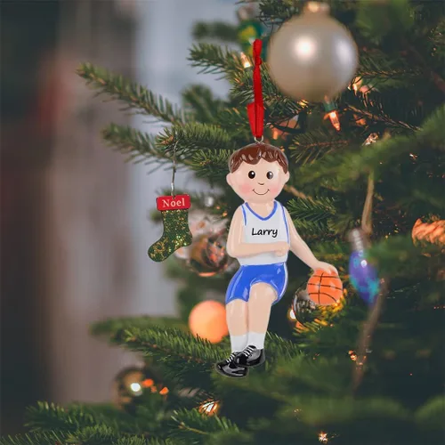 Vista 2 de Adorno personalizado de baloncesto para niño 2026, adorno de Navidad personalizado para niños, adorno deportivo para niños, regalo para jugador